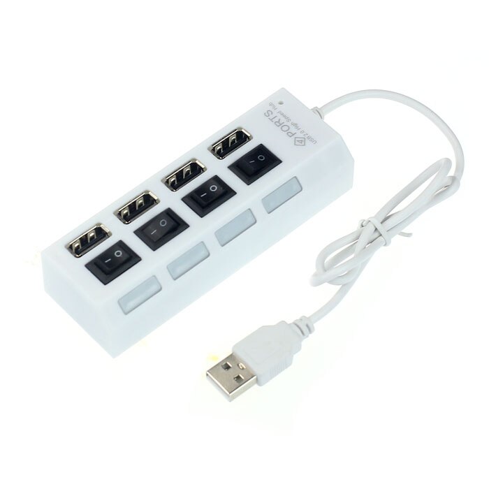 USB 2.0 4 Port Power On/Off Switch LED Hub for PC ... – Vicedeal