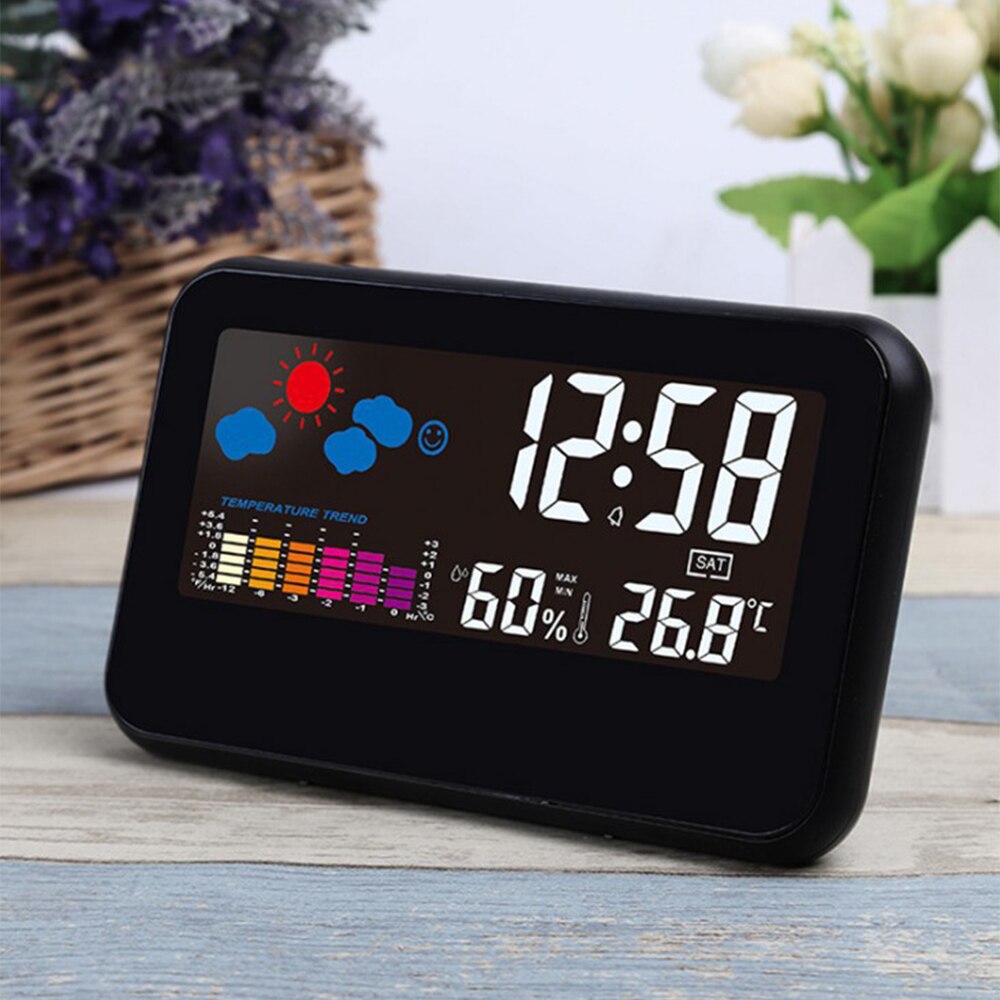 Zegar pogodowy wyświetlacz cyfrowy termometr zegar wilgotności kalendarz alarmowy LCD alarm stacji meteorologicznej bezprzewodowy miernik temperatury