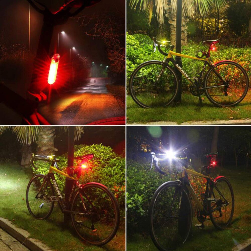 2 Stuks Usb Oplaadbare Bike Fiets 4 Modi Led Voor Achter Achterlicht Lamp Veiligheidswaarschuwing Fietsen Fiets Achterlicht 1013