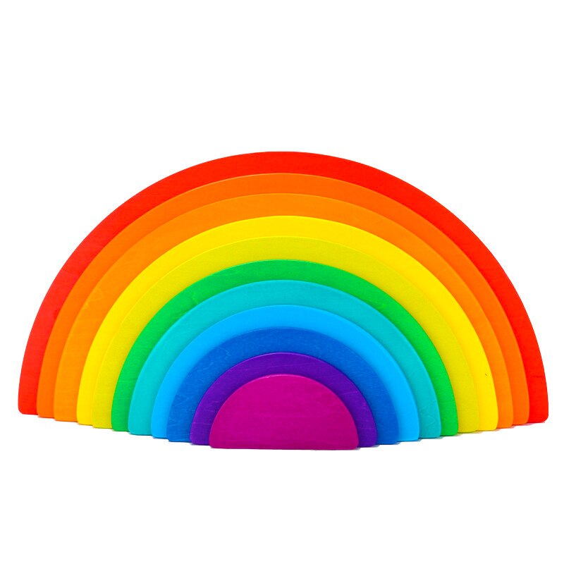 Arcobaleno Bambini Giocattoli Arcoiris Blocchi di Legno Giocattoli Per I Bambini Il Divertimento di Gioco Blocchi di Costruzione Giocattoli Educativi di Legno Montessori: WJ3536-11CAI