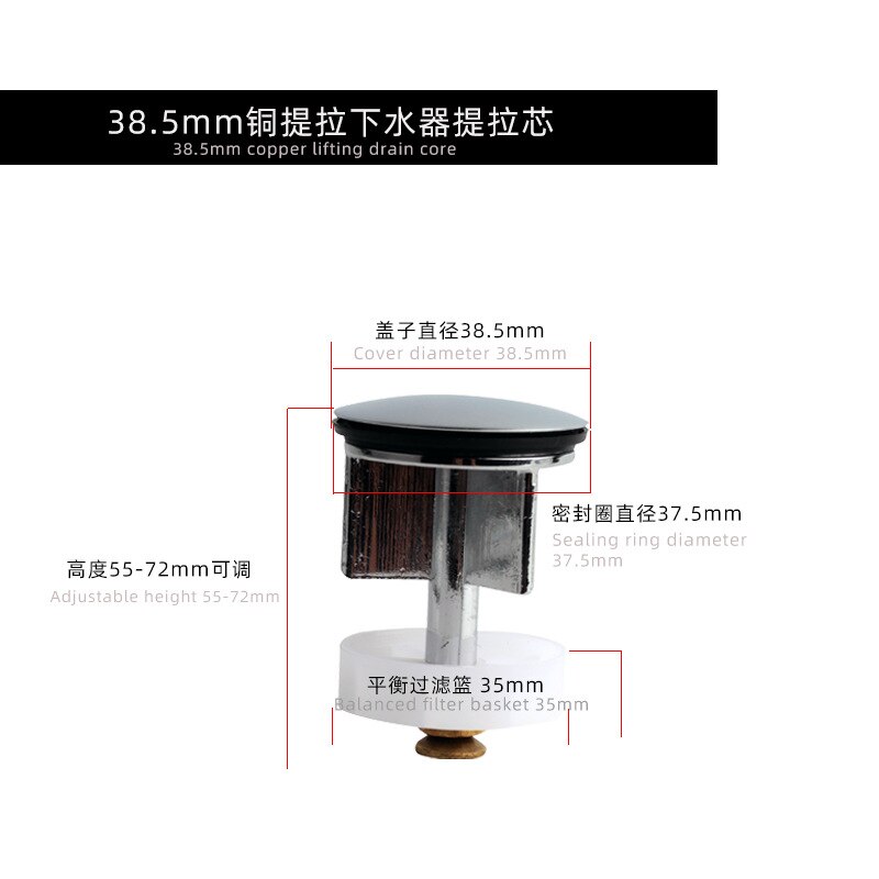 1PCS Wash Basin 38mm Popped Up Plug Round Cover Stopper Button Sink Bathtub Strainers Drains Kitchen Bathroom Toilet Accessories