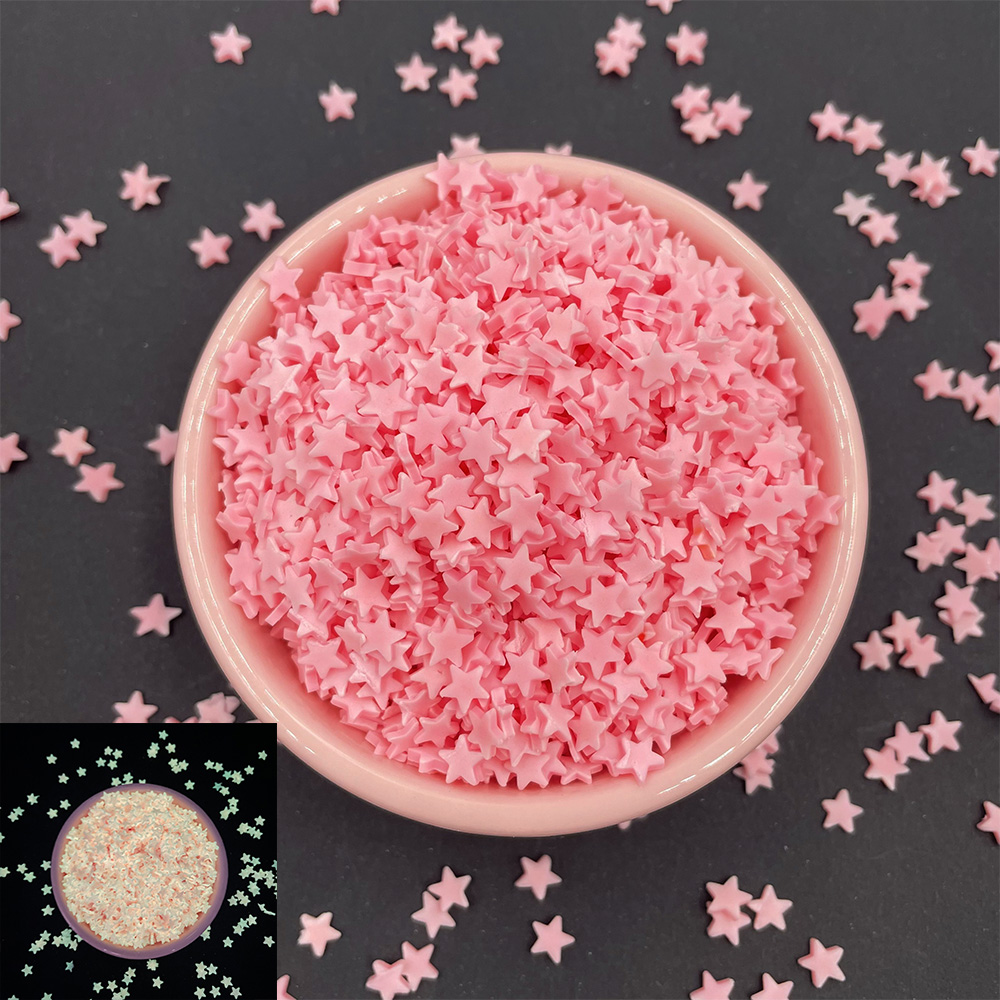 Arcilla polimérica para manualidades, lámina luminosa con forma de luna y estrella, para hacer álbumes de recortes, manualidades, manualidades, arte de uñas, Material de relleno de barro de cristal, 100g: star-dark pink