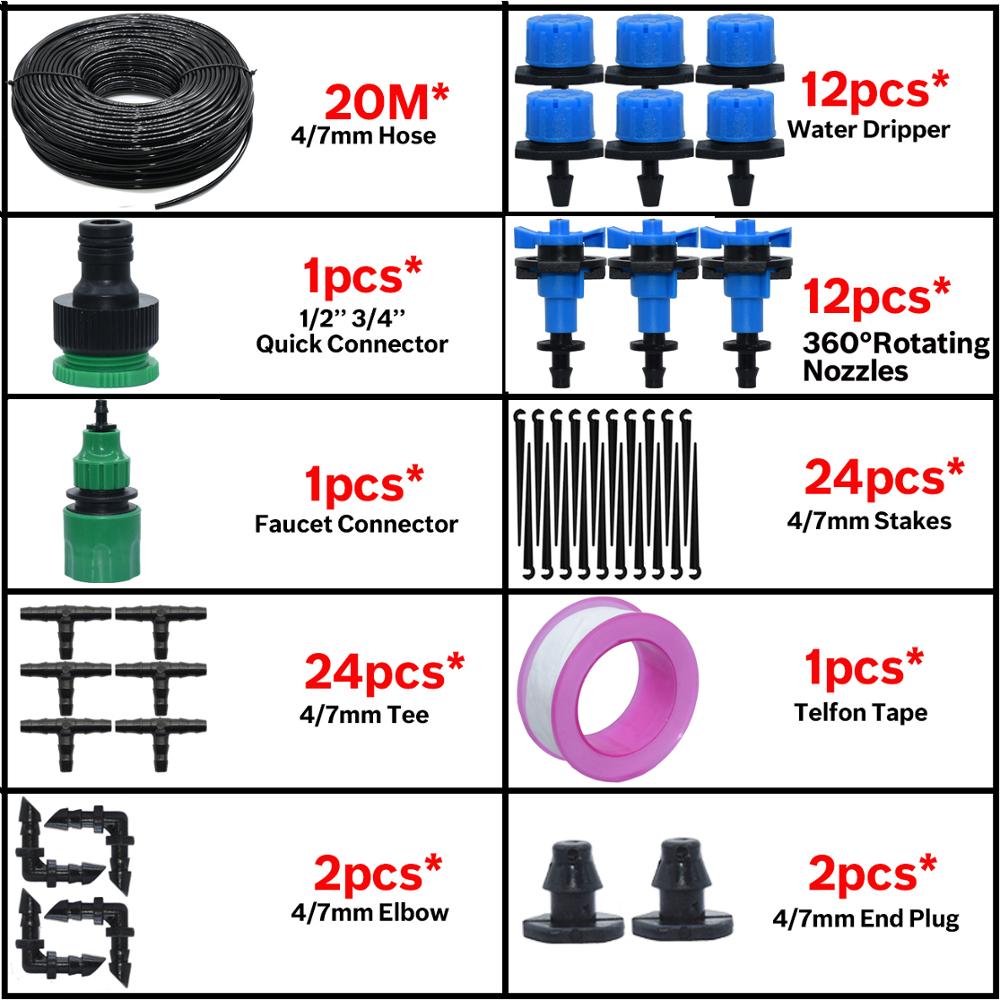 Kesla 5-35M Tuin Automatische Micro Drip Irrigatie Systeem Self-Watering Kit Verstelbare Drippers 360 ° Sprinkler nozzle Kas: KSL01-KIT268-20M