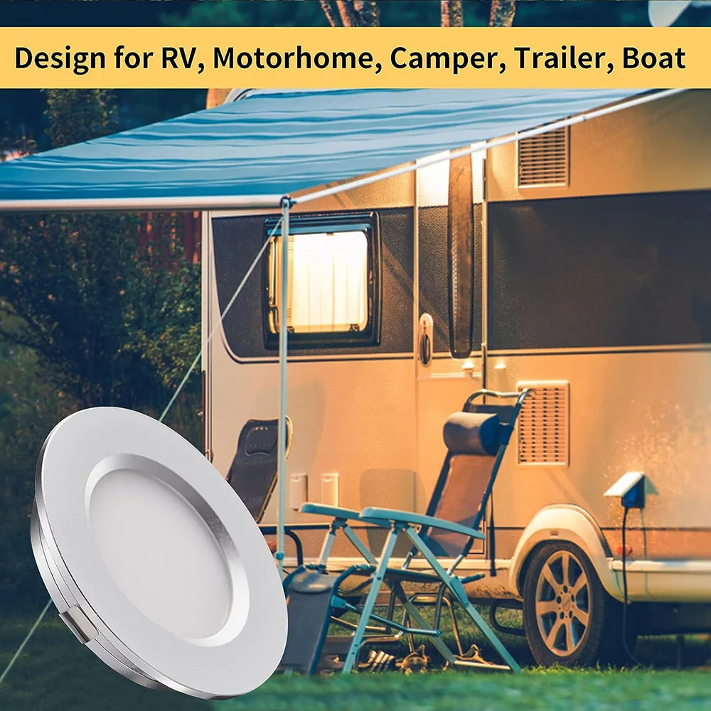 Plafonniers intérieurs à LED encastrés, lampes de toit de lecture de camping-car, panneau de lampes de caravane, downlights de bateau, Hurhome, 12V