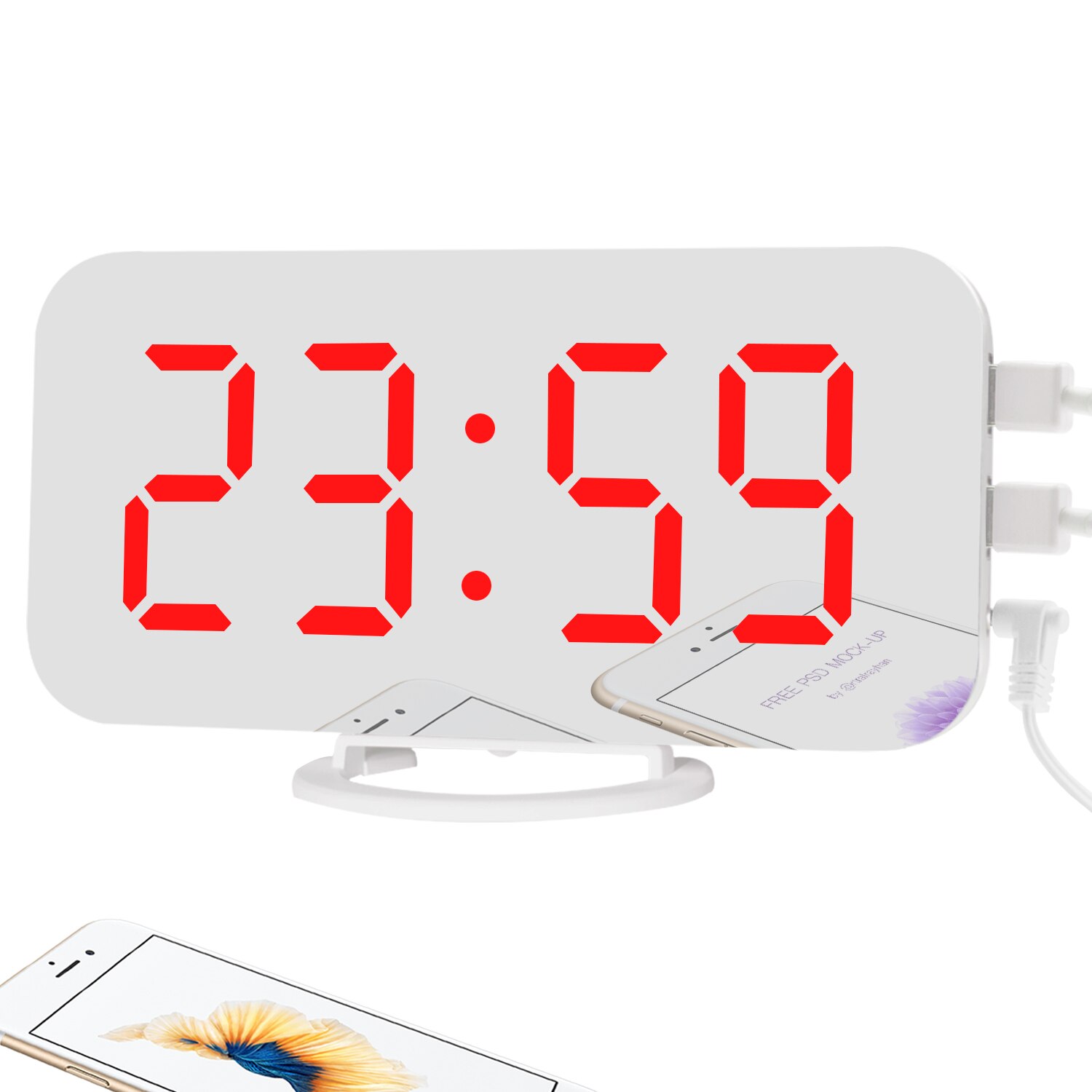 LED Voice Control Large Alarm Clock large number Display nixie Electronic Snooze Backlinght Desktop Digital Table Clocks Watch: 2
