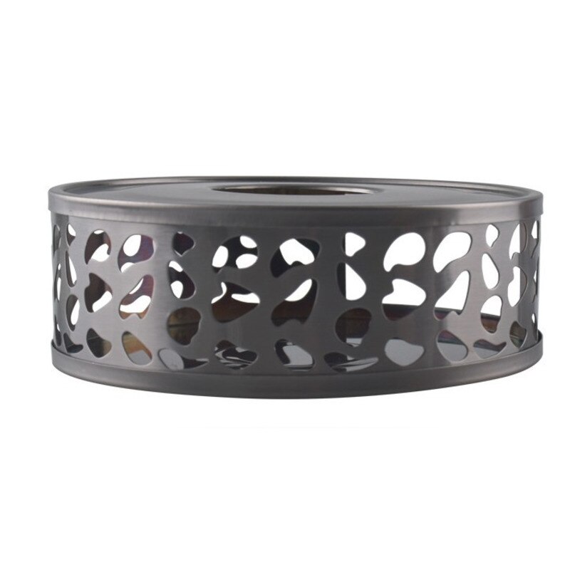 Candle TeaPot Warmer Stainless Steel Household Tea Stand Candle Base Hollow Out Heater Stand For Teapot Cups Milk Warmer 1 PC: Black