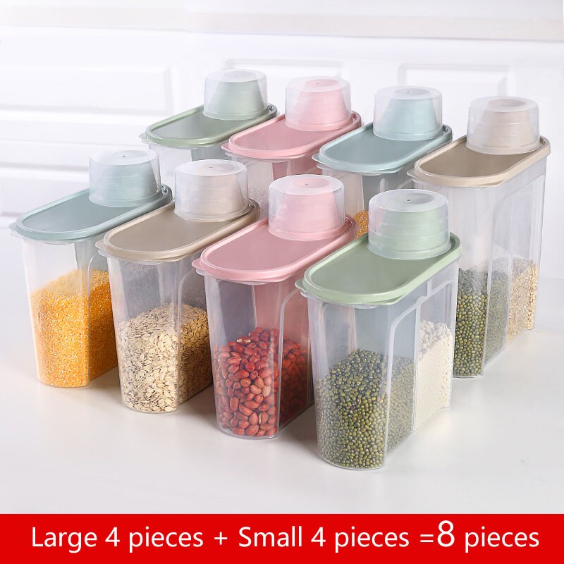 PP Food Storage Box Plastic Clear Container Set with Pour Lids Kitchen Storage Bottles Jars 67Oz~88Oz H1211: L4-S4