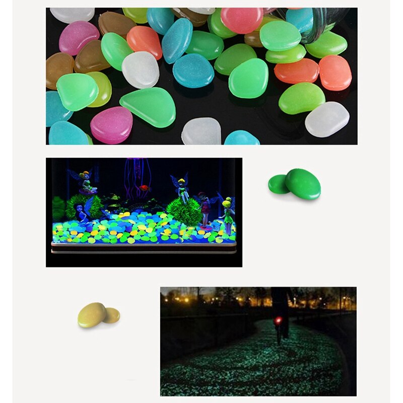 100Pcs Kleur Lichtgevende Steen Villa Tuinieren Aquarium Landschap Pebble Kunstmatige Lichtgevende Steen