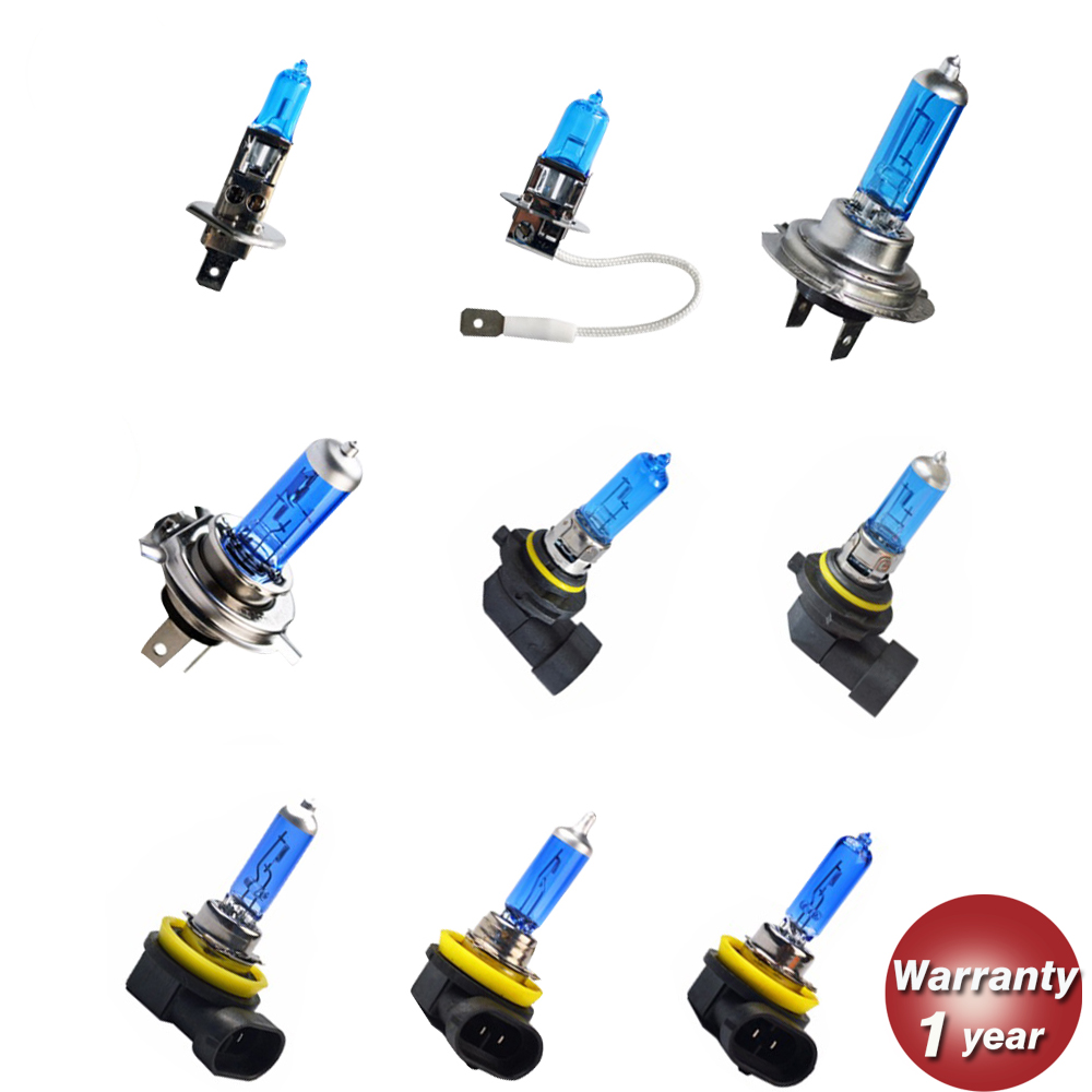 Hippcron bulbo blanco de cristal de cuarzo oscuro halógena azul lámpara faro coche H1 H3 H4 H7 H8 H9 H11 9005 HB3 9006 HB4 100W 5000K