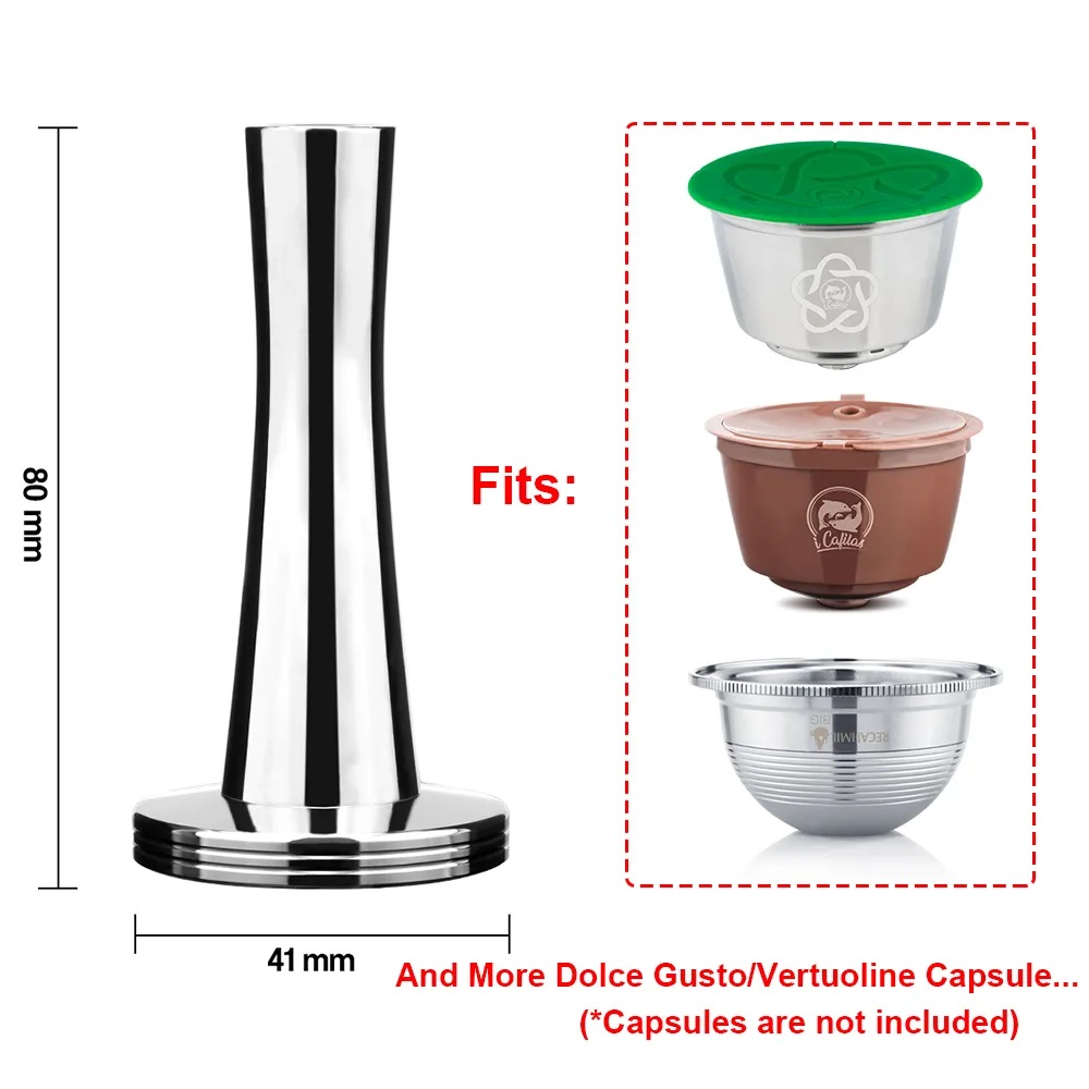 Cápsulas de café de acero inoxidable 304, tamper de café en polvo, martillo de presión para filtros portátiles Dolce Gusto Vertuo Nespresso Tassimo