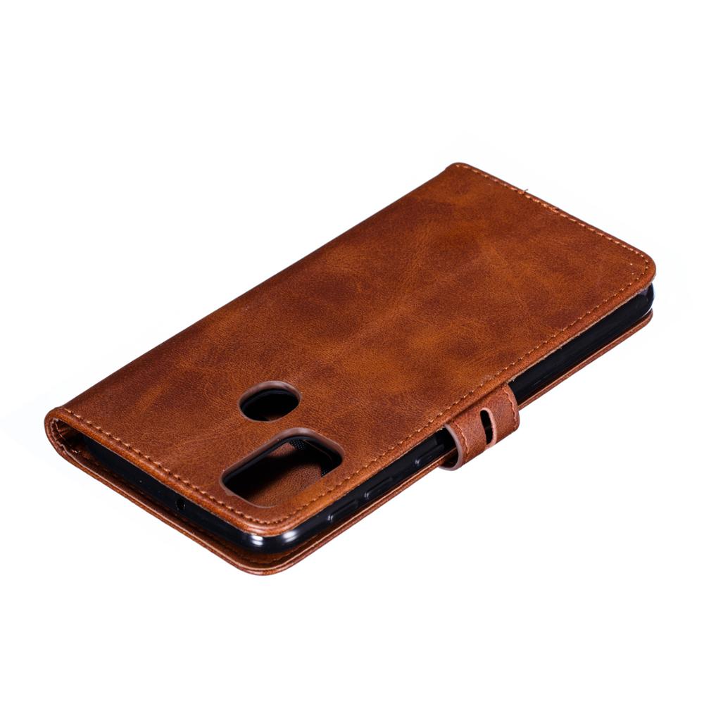 Happy cat-patroon telefoonhoesje voor samsung galaxy  m21 magnetische flip pu portemonnee leren hoesje voor samsung  m21 cover met kaartsleuf