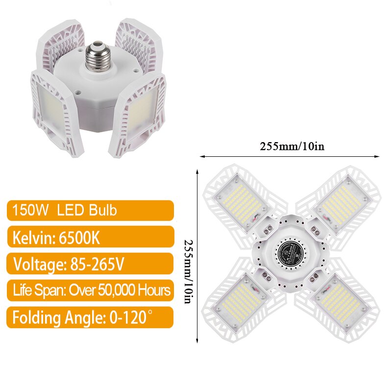 200W 100W LED Garage Light With Remote Control E27 LED Bulb Ceiling Lamp 85-265V Deform Light for Workshop Warehouse Factory Gym