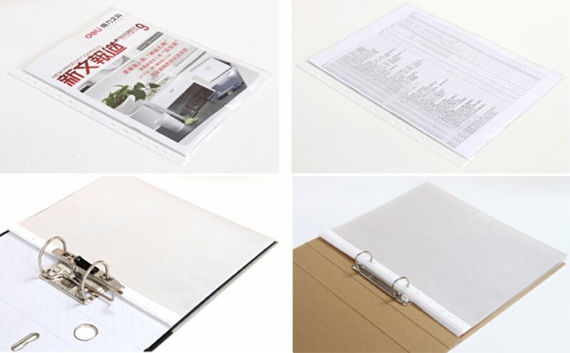 20pcs 11holes Plastic Punched File Folders for A4 Documents Sleeves Untral Thin Leaf Documents Sheet Protectors Filing Products
