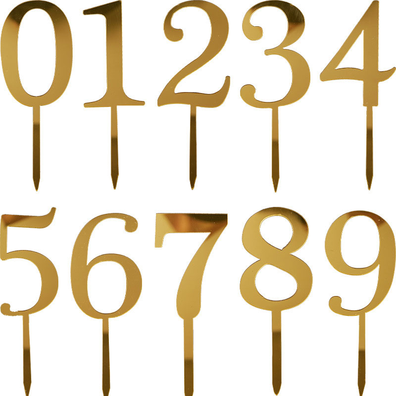 10 Stuks Goud Nummer 0-9 Acryl Spiegel Cake Toppers Voor Kinderen Dames Heren Verjaardagsfeestje Bruiloft jubileum Dagen Taart Decoraties: Deep Sapphire