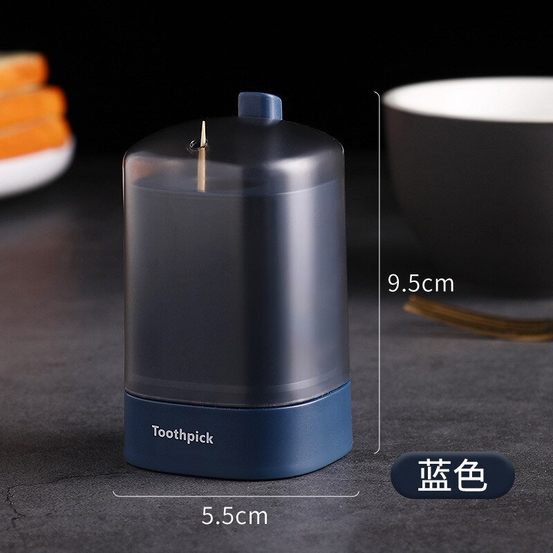 Automatic Pressing Toothpick Box Pop-Up Toothpick Bucket Portable Toothpick Holder Home Deco Kitchen Accessories: navy