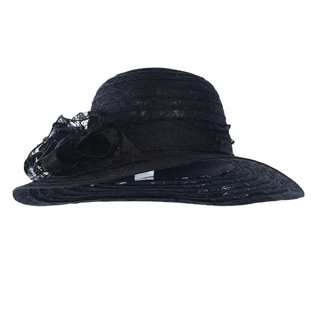 WELROG Women's Organza Church Kentucky Derby Fascinator Bridal Tea Party Wedding Hat Summer Female Pink Lace Church Cap