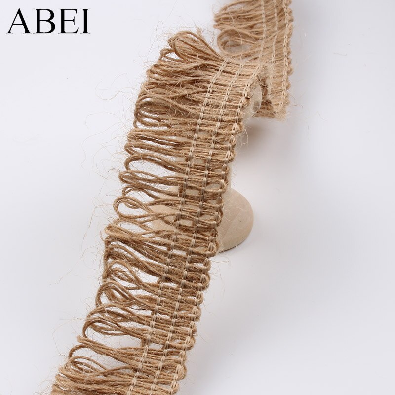 10 Yards 3 cm Hanf Quaste Fringe Spitze Trimmt Sackleinen Band Jute Handwerk DIY Nähen Handwerk Leinen Material