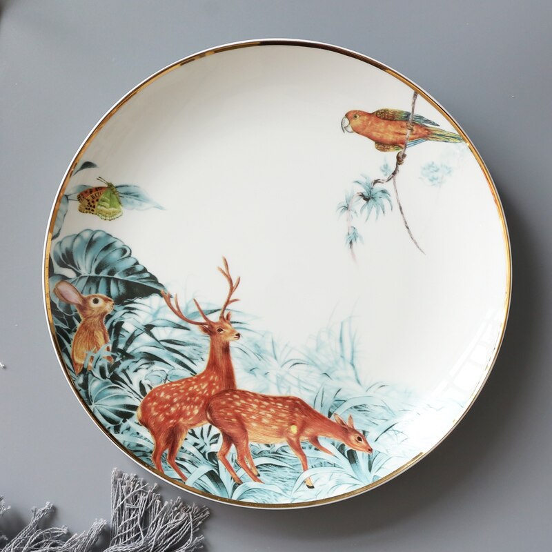 Platos nórdicos de cerámica para decoración del hogar, vajilla de hueso, Animal, postre, fruta y aperitivos, WF1021: C 8inch