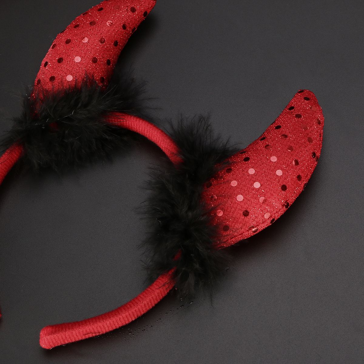 Red Sequin Devil Set Headband Horns Trident Fork For Halloween – Grandado