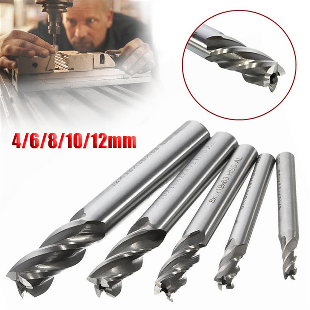 1pc HSS-AL 4 Flute End Mill Straight Shank Drill Bit Metal End Processing Mill Cutter Drill Bit Tool Power Tool Accessories