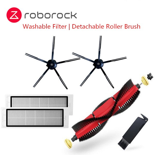Original roborock tilbehør til  s5 max  / e4 / e5 / s45 max  / s6 maxv aftagelig hovedbørste, silikone sidebørste vaskbart filter: S5 max b -pakke 1