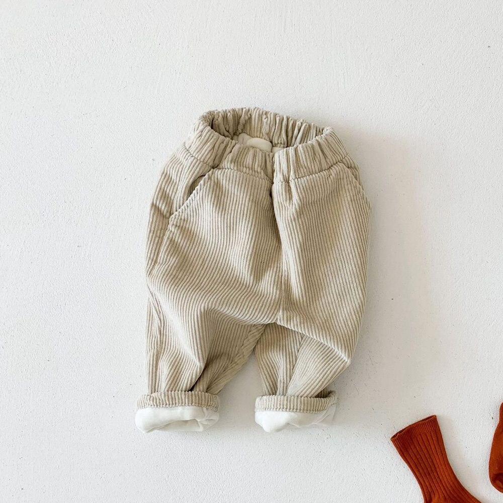 Casual warme winter baby jongens corduroy broek kinderen baby's fluwelen dikke broeken kinderen lange broek outfits  s11823: Beige / 24m