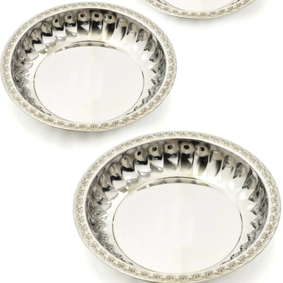 Stainless Steel Salad Plate Presentation Pasta Bowl Fruit Plates Authentic Tableware Souvenirs 23x27x30 Cm Size 3 Pieces