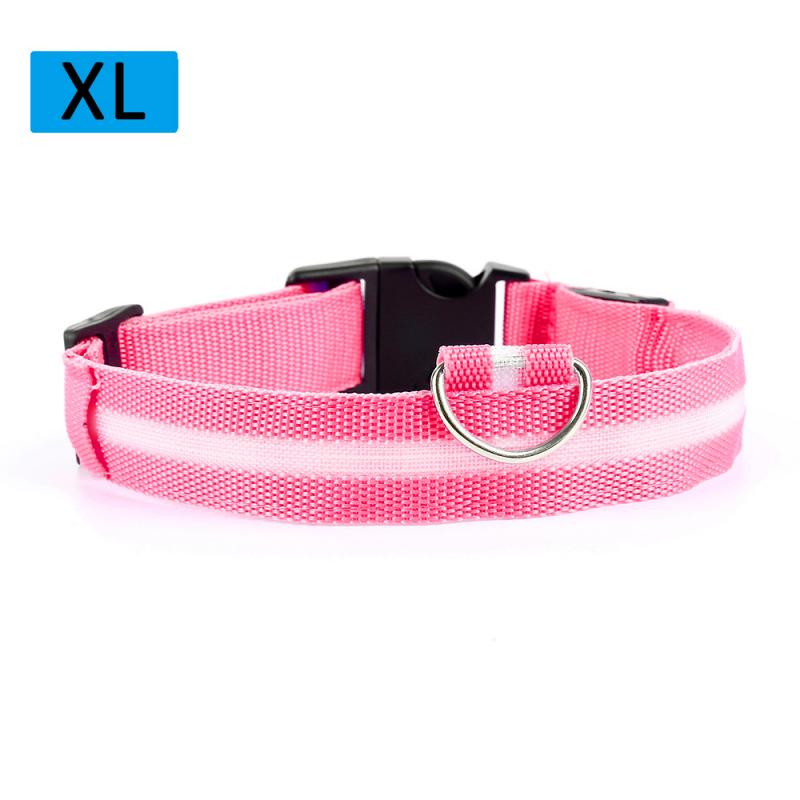 Nylon Pet LED Light Up Dog Leash Collar Night Safety Flashing Glowing Adjustable Collar Cat Dog Leash Necklace szelki dla psa: pink