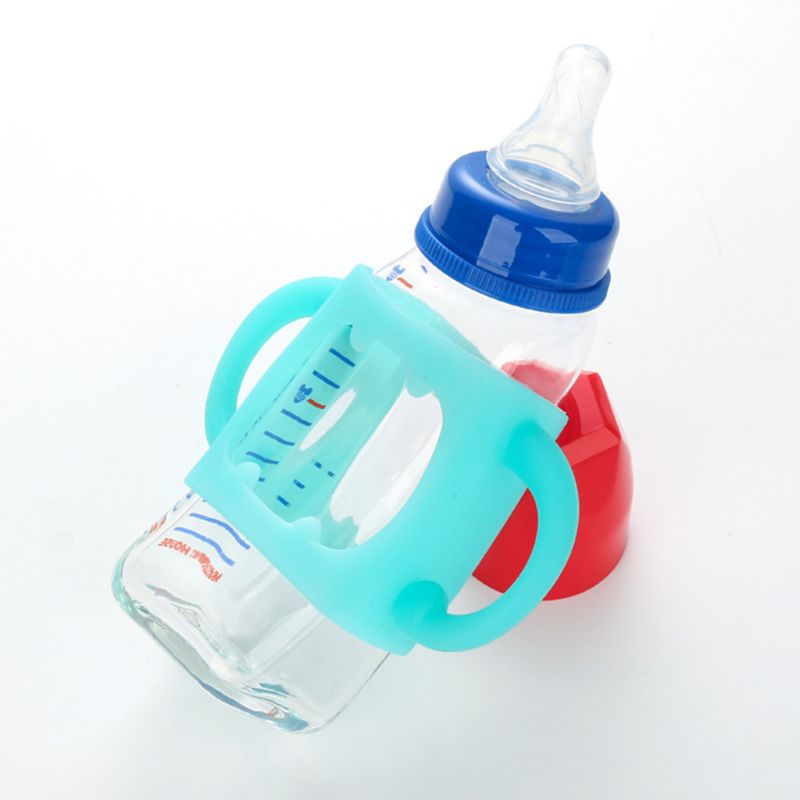 Garrafa de bebê alça universal silicone macio aperto de boca larga multicolorido resistente ao calor garrafas de alimentação acessórios