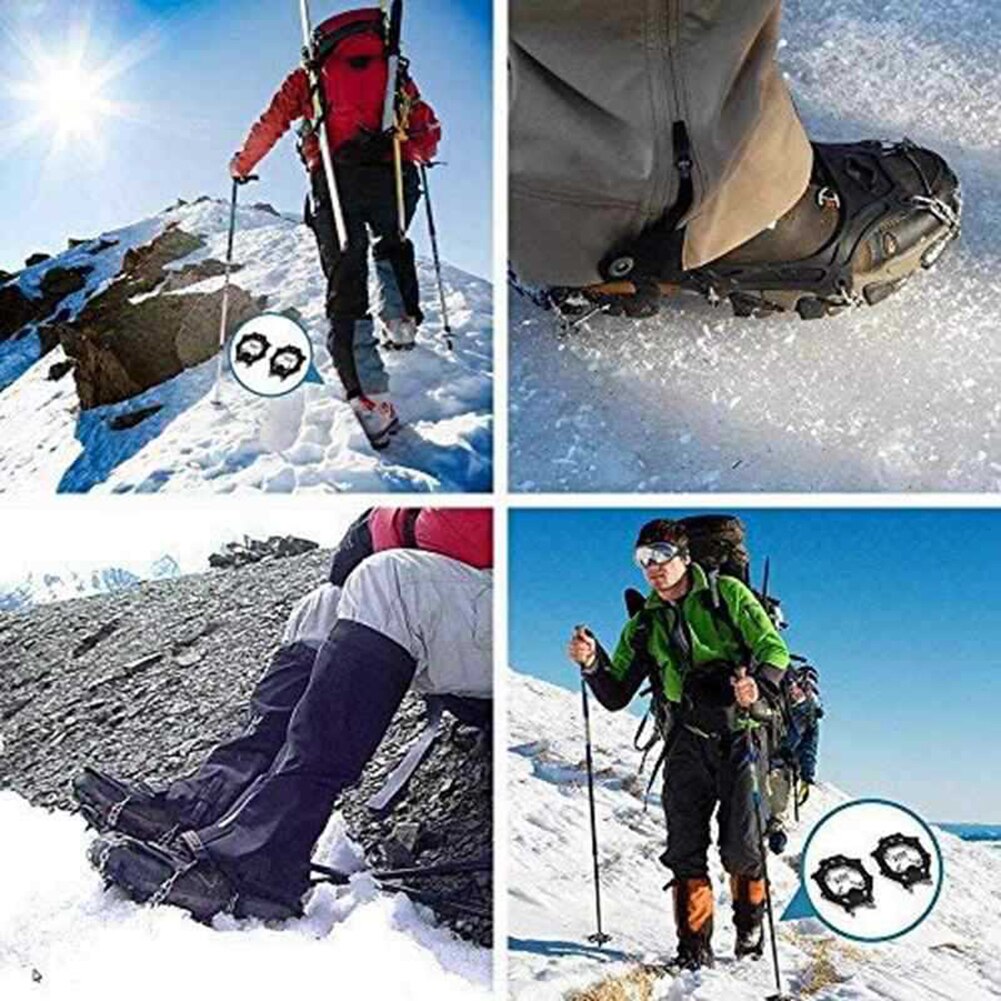 19 Studs Snow Ice Claw Set Climbing Anti Slip Spikes Grips Unisex Shoes Cover Camping Portable Outdoor Elements