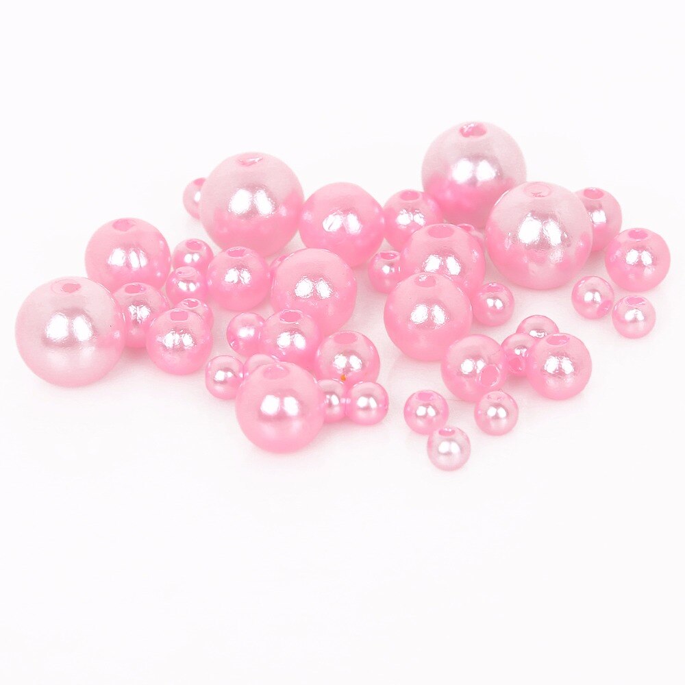 4/6/8/10mm Brann størrelse blanding 350 stk, rosa regnbue farge perle imitasjon abs løse perler til plagg klær halskjede tilbehør
