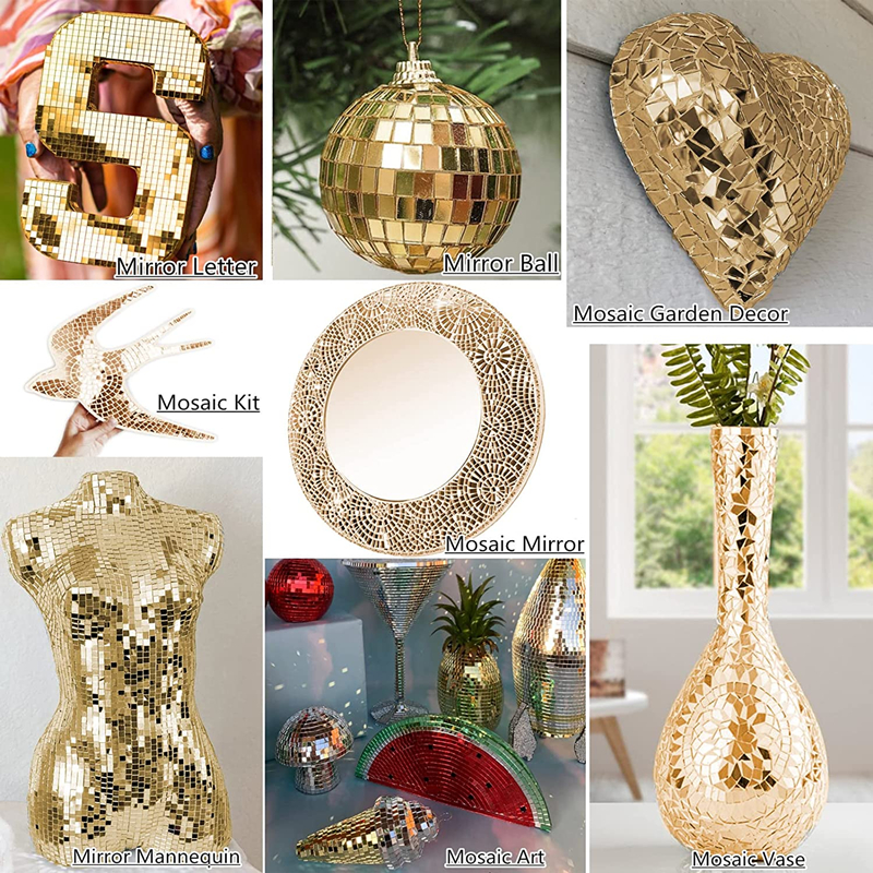 Azulejos de mosaico de espejo de cristal, 100 ~ 500 Uds., forma de rombo de diamante a granel, accesorio artesanal, suministros de decoración artística de pared para el hogar