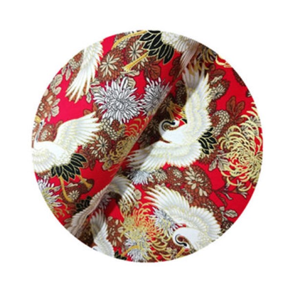 Pañuelo de estilo japonés Furoshiki, Material de tela de algodón, patrón de grúa, un lado impreso, Bento, para envolver, muchos usos, 2 piezas: Red