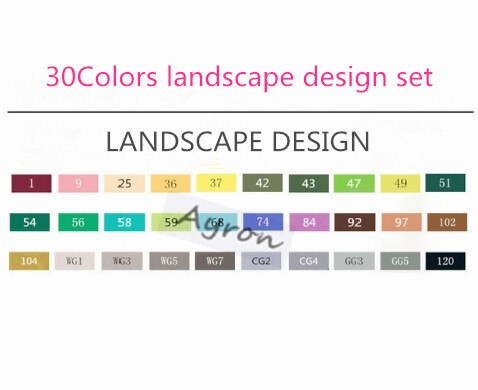 TOUCHFIVE – ensemble de marqueurs artistiques, 30 couleurs, à l'alcool à l'huile, à double tête, pour artistes, croquis, dessin d'animation, Manga: Landscape 30 colors