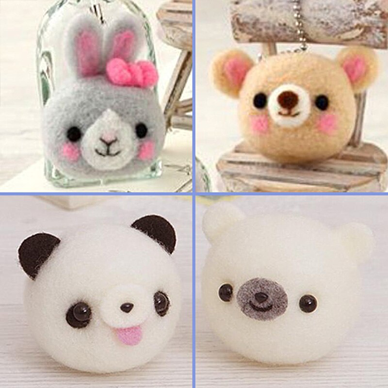 2 uds. Manualidades sin terminar DIY lana fieltro lindo oso Panda artesanía creativa muñeca de juguete de punto de lana de fieltro conjunto de paquete de Material