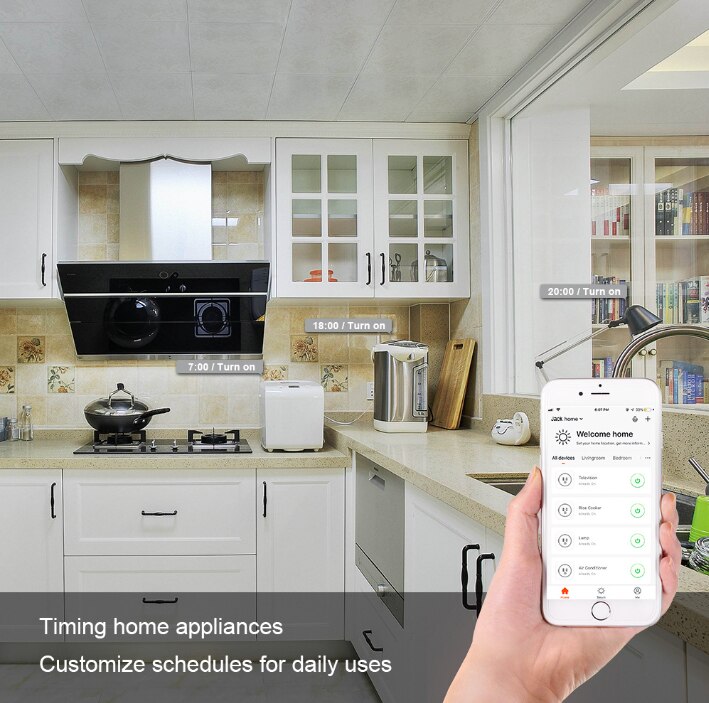 Smart Stikkontakt Adapter Wi-Fi Tuya - Stemmestyring App Smart Life - Virker med Alexa Google Home