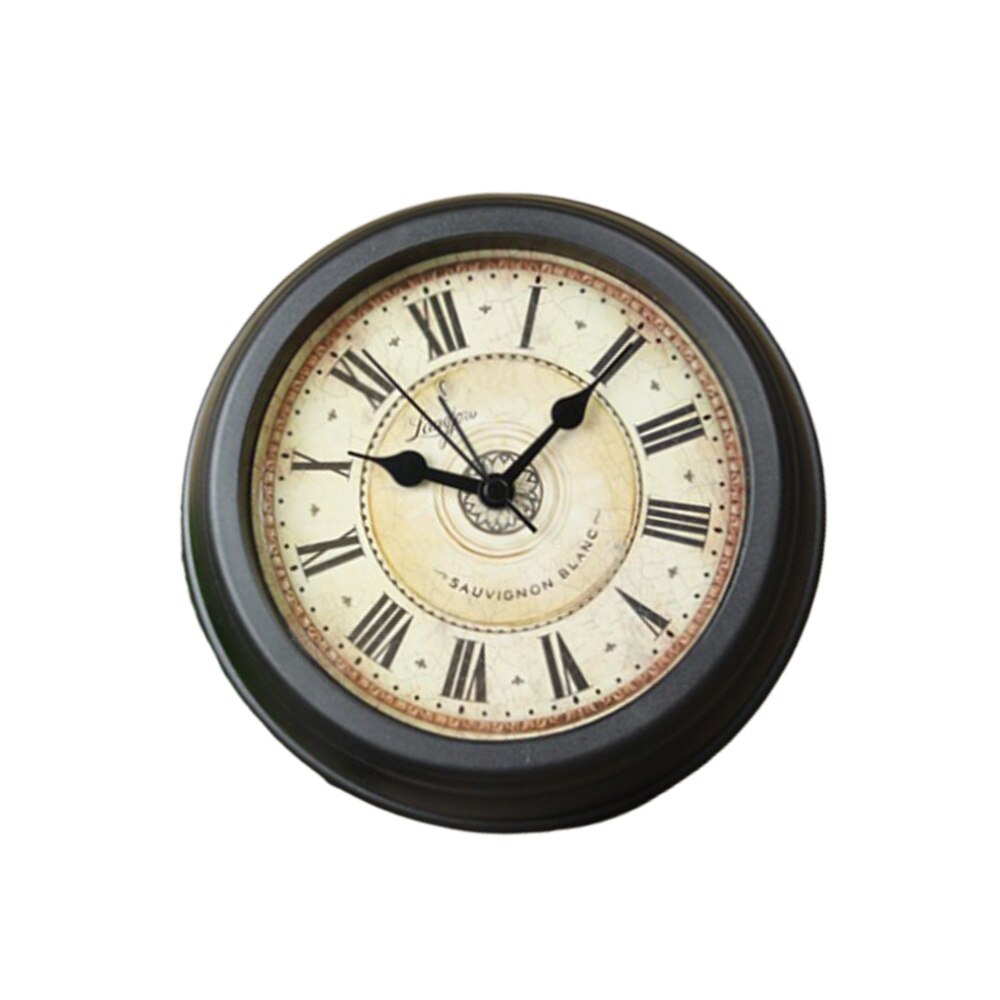 1PC Vintage Table Clock Table Clock Crafts Delicate Time Display Clock Mute Wall Hanging Alarm Clock Wall Mounted Dual