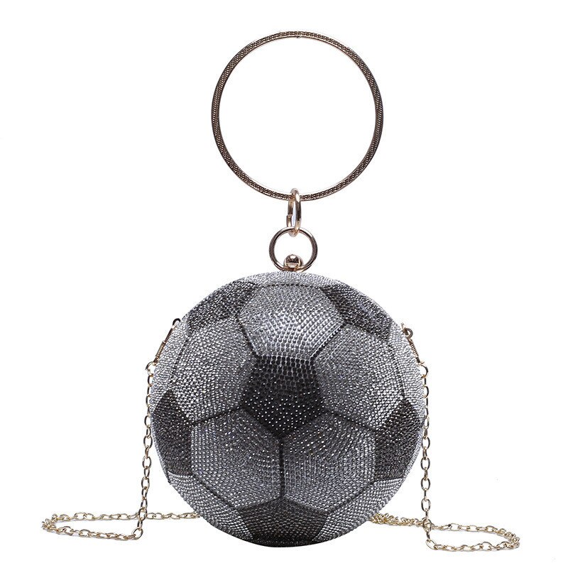 Borse da basket con pochette rotonde con strass di tendenza: SILVER I