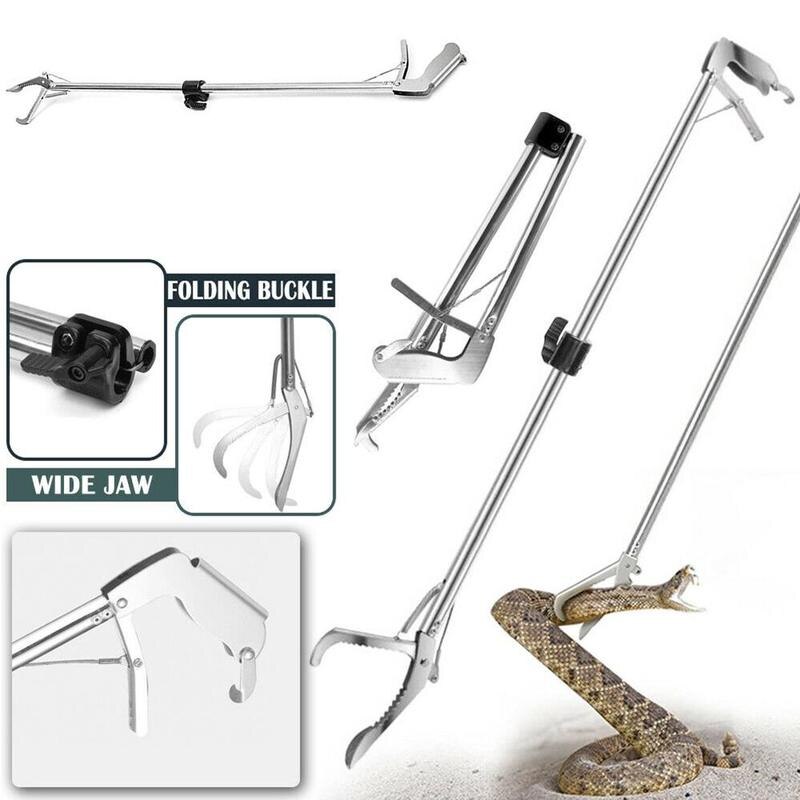 Folding Snake Catcher Snake Hook Snake Proof Multipurpose Reptile Tool Adjustable Grabber Stick Tweezers Plier