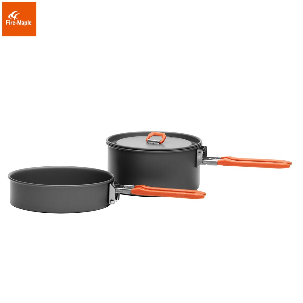 Fire Maple Feast 1 Outdoor Camping Hiking Cookware Backpacking Cooking Picnic Pot Pan Set Foldable Handle 1-2 Persons FMC-F1