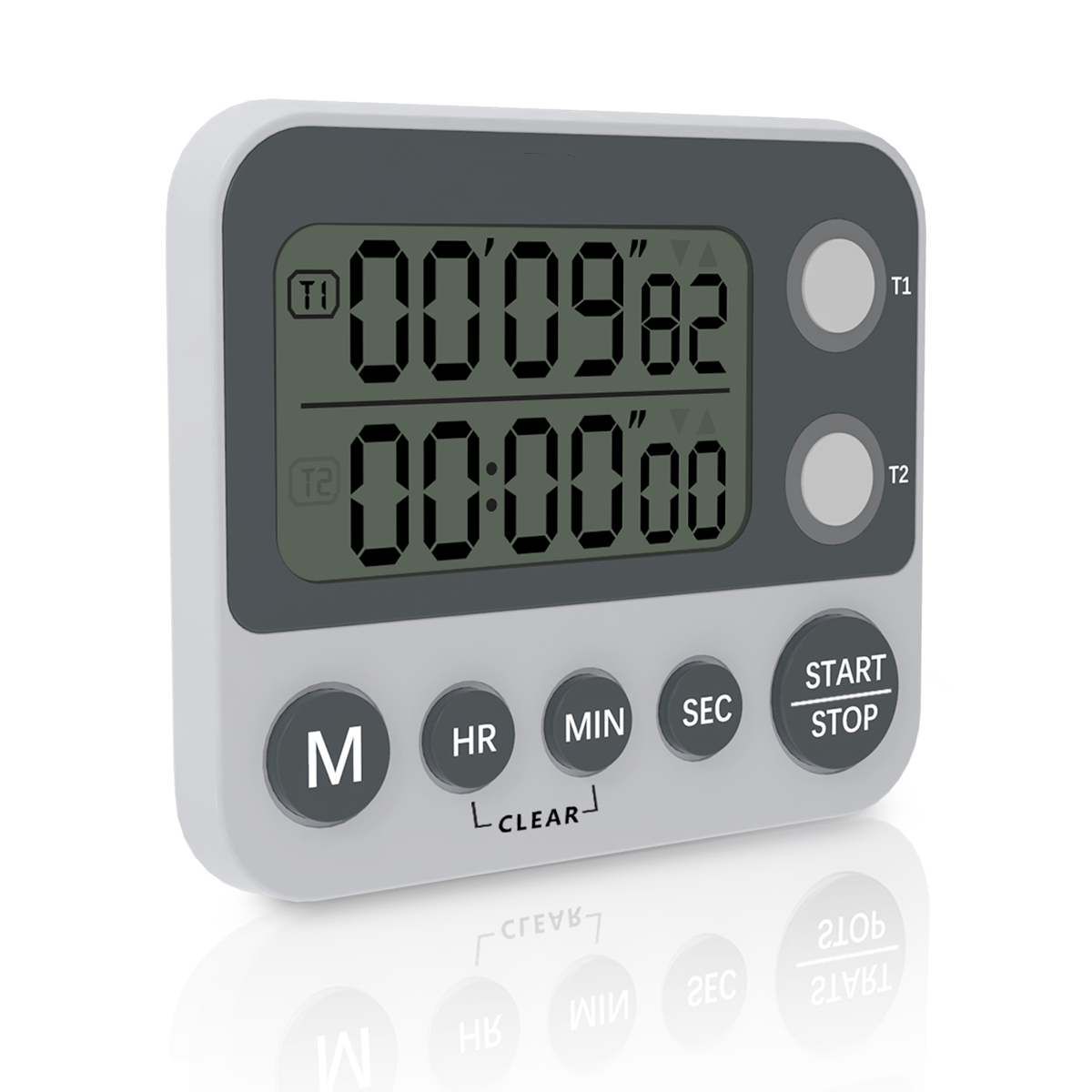 2.3inch LCD Screen Digital Kitchen Dual Timer Cooking Timer Stopwatch Loud Alarm Count-Up &amp; Count Down Timer Adjustable Volume