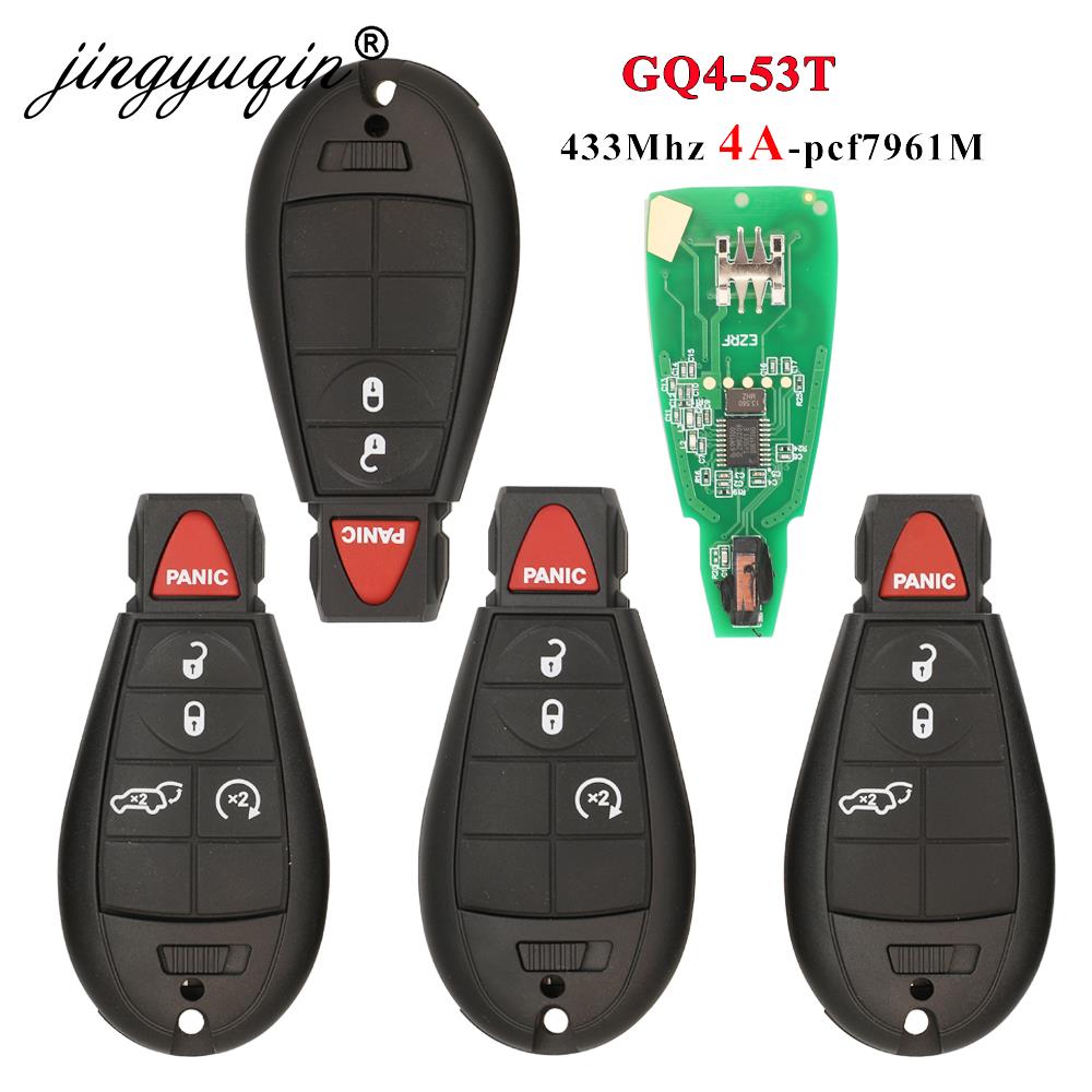 jingyuqin GQ4-53T 433MHz 4A Chip Fobik Remote Car Key fob for For Dodge RAM Jeep Cherokee Sport KL Chrysler Town & Country +
