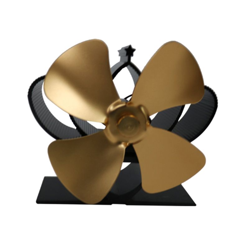 Lämpö itsetoiminen takka liesi tuuletin hiljainen 4 terää alumiini tehokkaasti lämmin iso huone puutakka poltin ympäristöystävällinen  y1qb: Kulta-