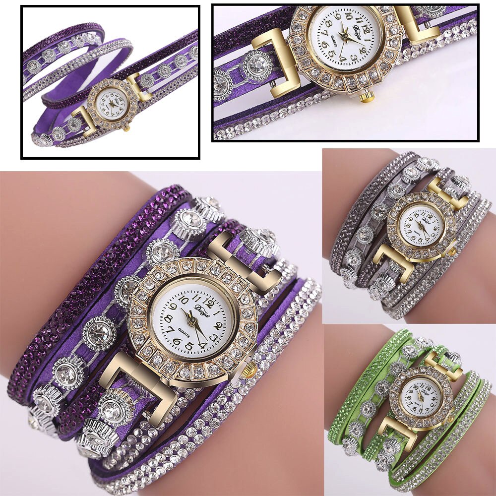 Women Casual Analog Quartz Women Rhinestone Watch Bracelet Watch DP & #D