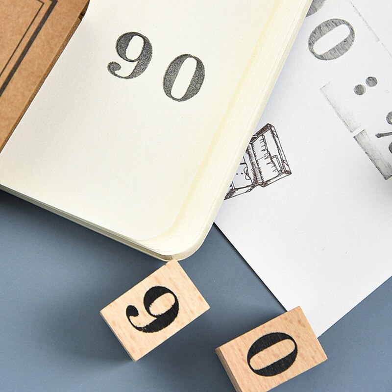 Tampon Vintage à symbole numérique en bois, série fonction de base, planificateur de mois, papeterie fournitures de bureau
