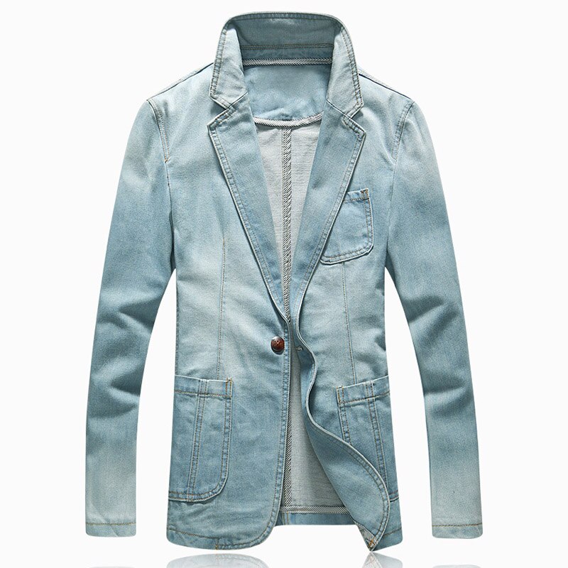 TANG – veste en Jean Slim pour hommes, costume de à la , Blazer tendance, costume décontracté, printemps,: Light Blue / XXXL