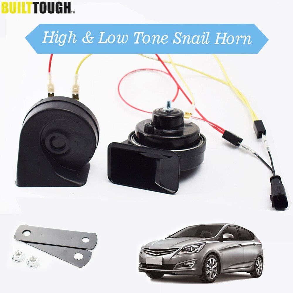 1 SET 12V Car Snail Horn 410/510Hz Waterproof High Low Pitch 110-125db Loud Auto Horns For Hyundai Solaris