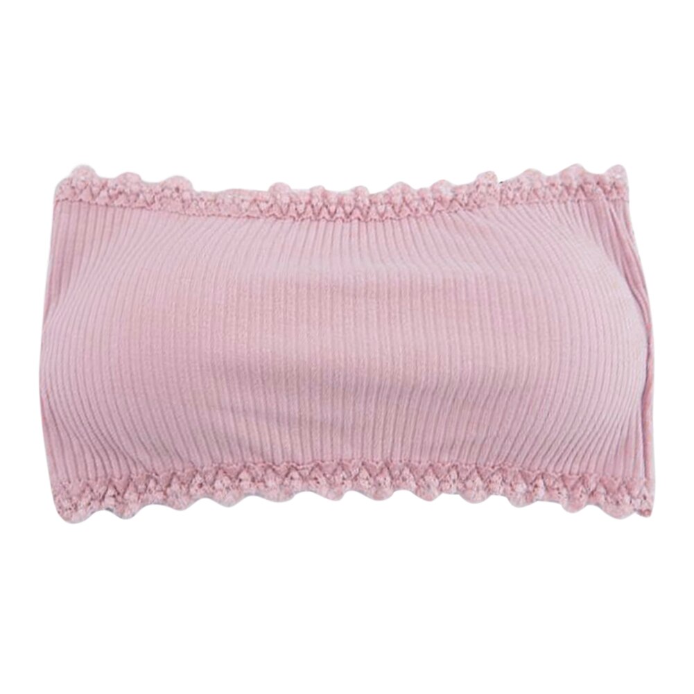 Women'S Strapless Bra Ladies Cotton Solid Wrapped Chest Bottom Underwear With Adjustable Buckle Jacquard Style Chest Wrap #20: Pink