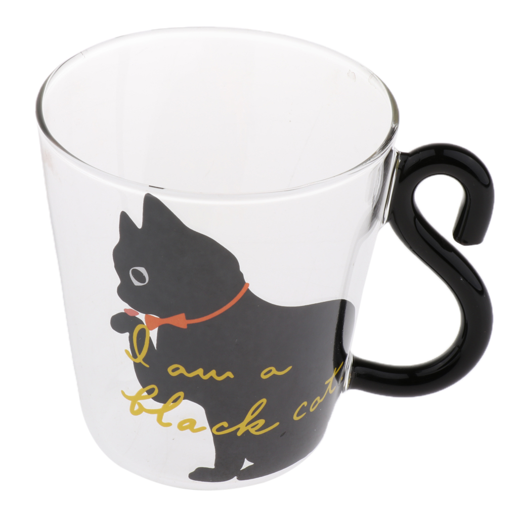 Transparent Art Cat Pattern Glass Cup Double Wall Glass Coffee Mugs with Insulated Hand 250ml: Style 2
