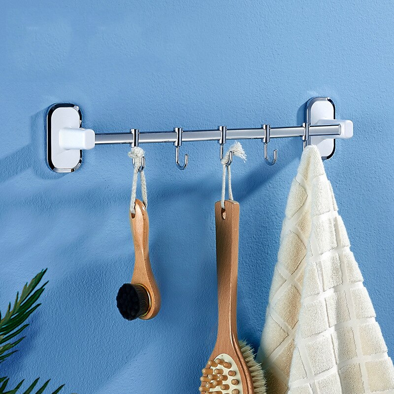 Hook Rail Rack Stainless Stell Wall Mount Shelf with Hooks 304 Bathroom Kitchen Shelf Racks Restaurant Bar Towel Storage Shelves